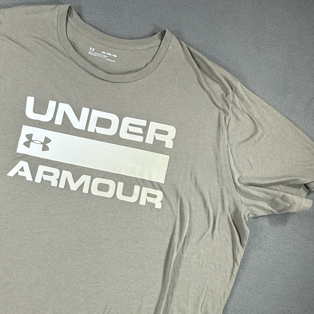 Under Armour Mens T-Shirt 4XL Tan Short Sleeve HeatGear Big Logo Activewear